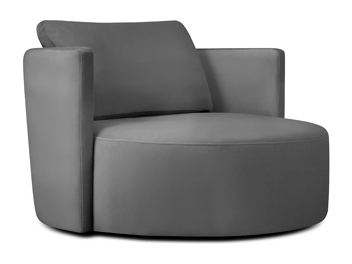 CXL by Christian Lacroix - Fauteuil pivotant "Adam" en velours gris foncé - 92x92x75cm