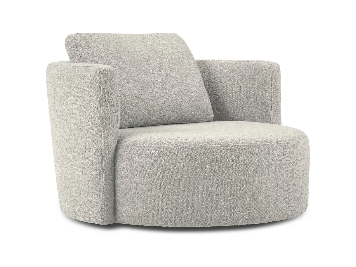 CXL by Christian Lacroix - Xl draaifauteuil "Adam" Boucle, Lichtgrijs - 112x112x63cm