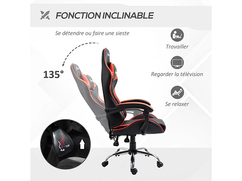 Fauteuil de bureau Gamer KAYZEN rouge et noir