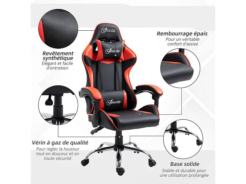 Fauteuil de bureau Gamer KAYZEN rouge et noir