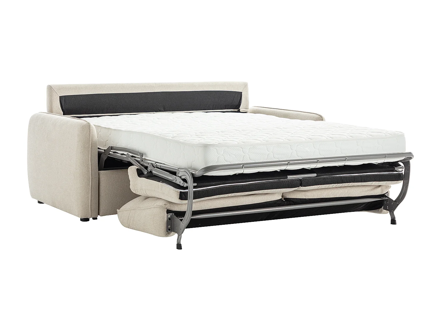 Canapé 3 places convertible express en tissu beige ORELIS