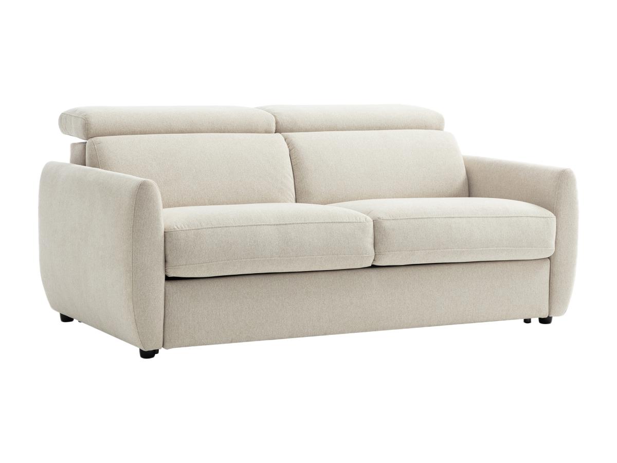 3-Sitzer-Schlafsofa mit Schlaffunktion aus beigem Stoff SOVALI günstig online kaufen