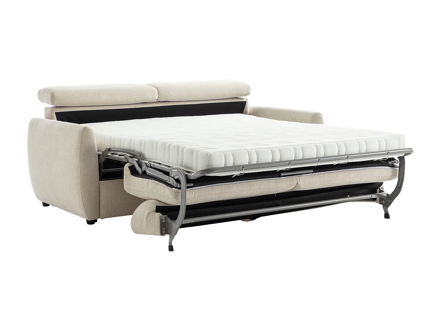 Canapé 3 places convertible express en tissu beige SOVALI
