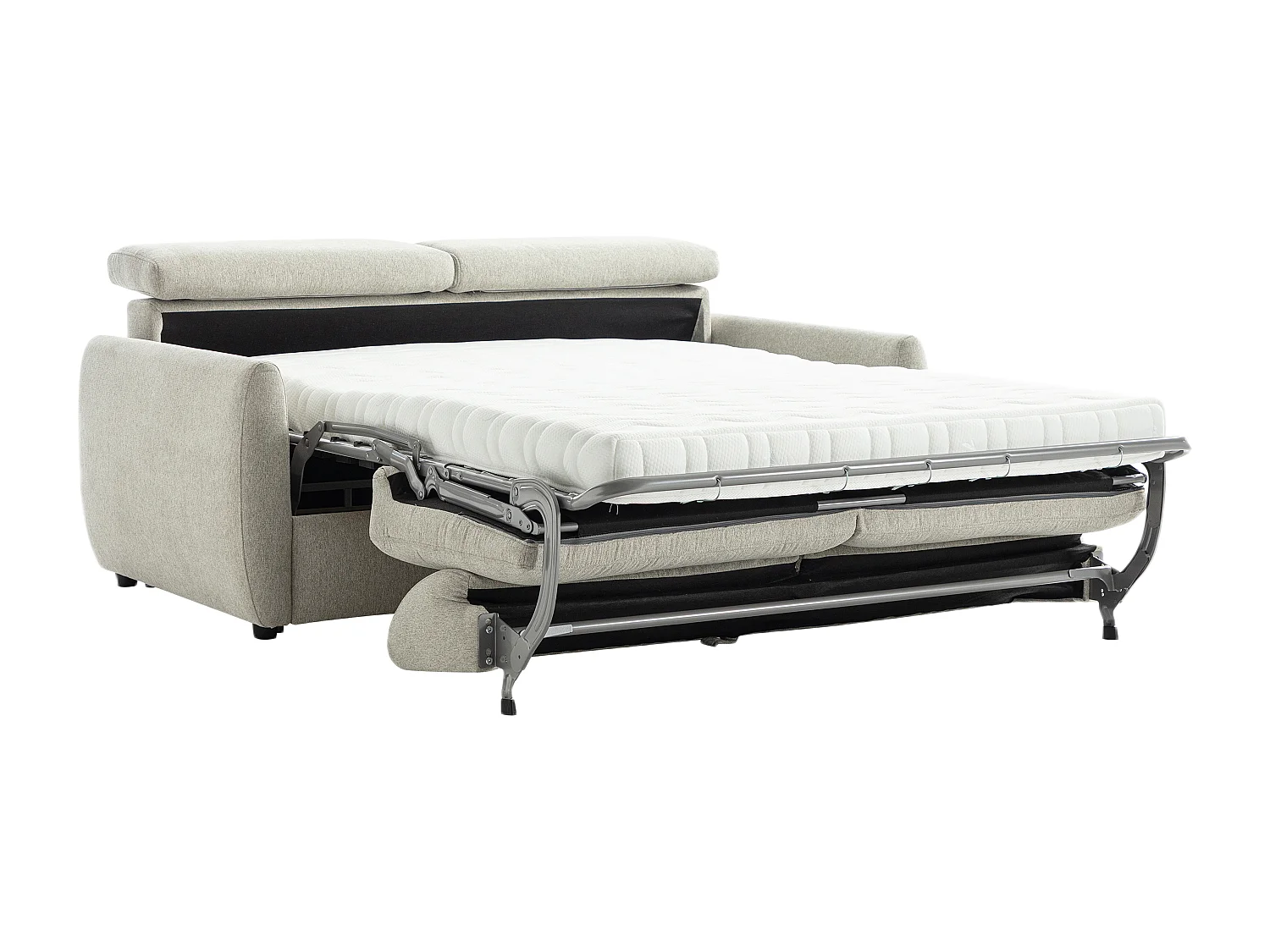 Canapé 3 places convertible express en tissu gris clair SOVALI