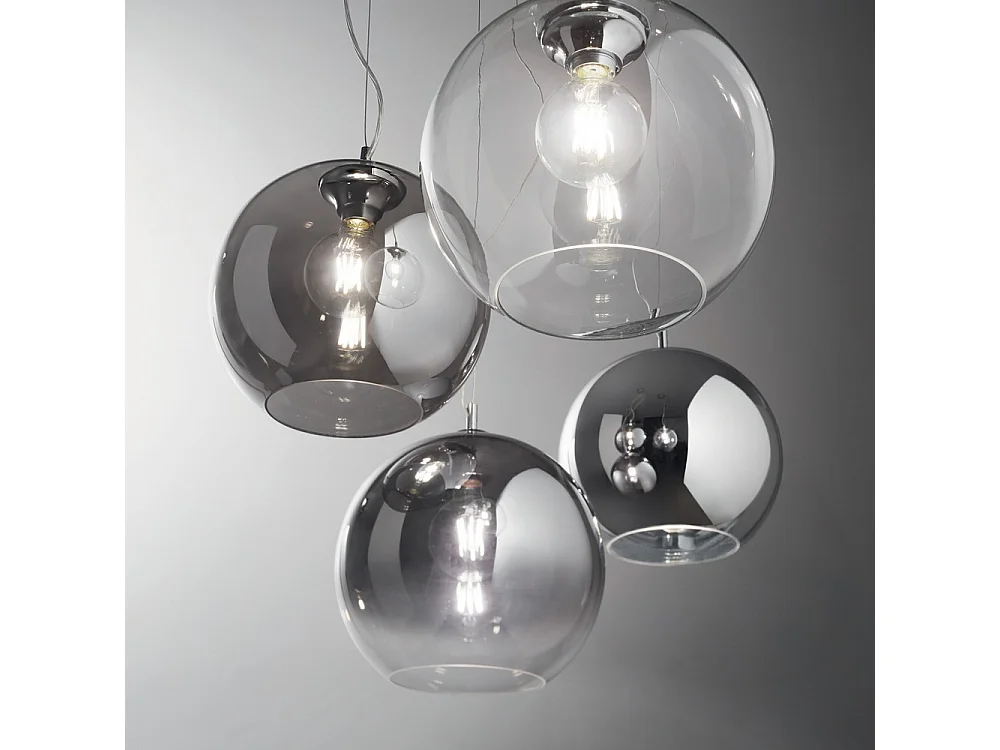 Ideal Lux NEMO - Lámpara colgante de techo tipo domo para interiores, 1 luz, cromo, E27