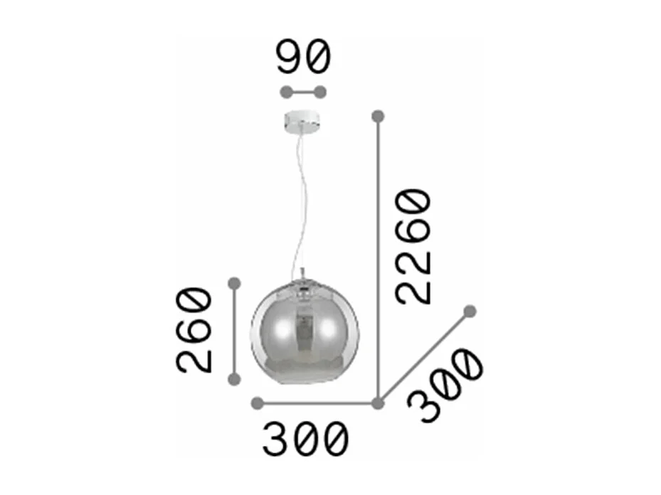 Ideal Lux NEMO - Lámpara colgante de techo tipo domo para interiores, 1 luz, cromo, E27