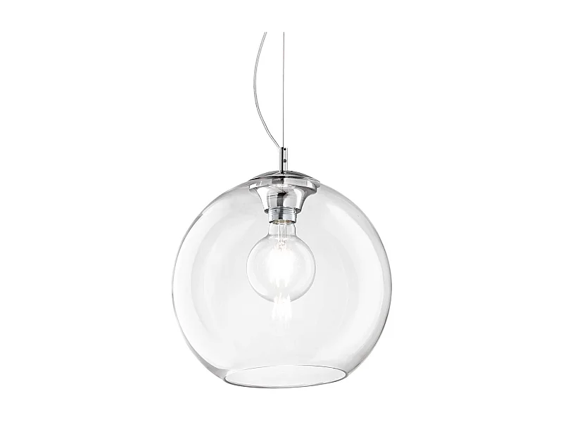 Ideal Lux Nemo Clear - Lampadario a sospensione grande globo 1 luce trasparente, attacco E27