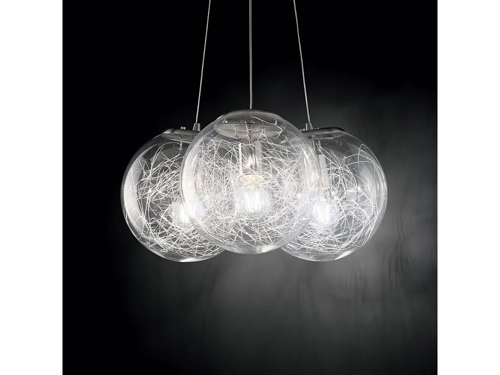 Ideal Lux Mapa - Níquel colgante de techo en racimo de 3 luces