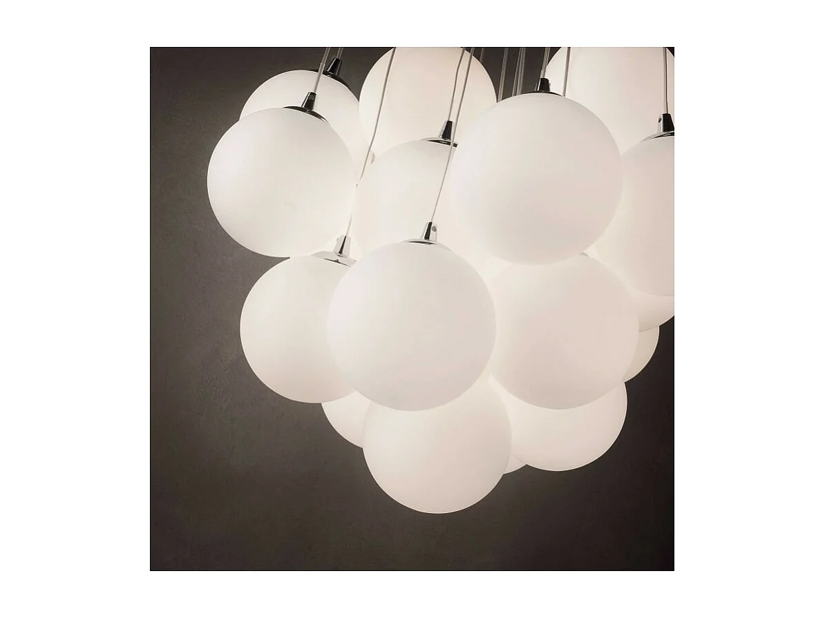 Ideal Lux Mapa Bianco - Lámpara colgante de racimo grande de 22 luces, blanca, E14