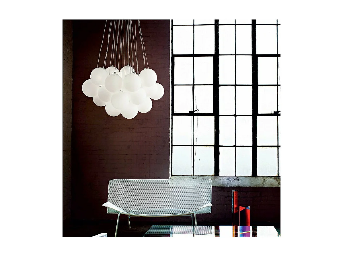 Ideal Lux Mapa Bianco - Lámpara colgante de racimo grande de 22 luces, blanca, E14