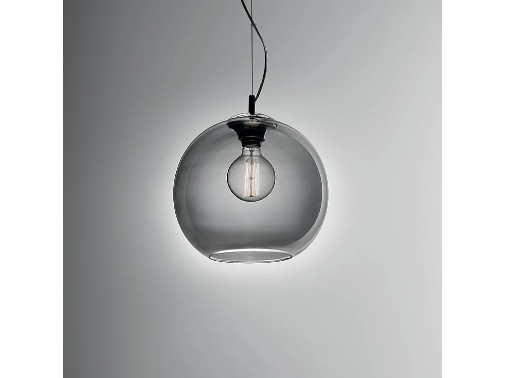 Ideal Lux Nemo - 1 colgante de techo de cúpula mediana claro gris, ahumado, E27