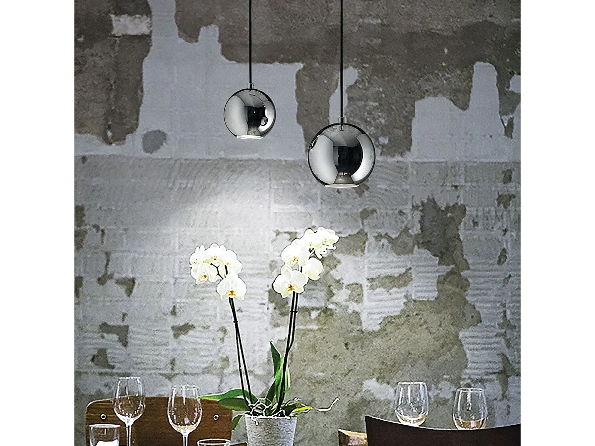 Ideal Lux Mr Jack Luminaire suspendu à 1 ampoule, grand dôme, chrome, GU10