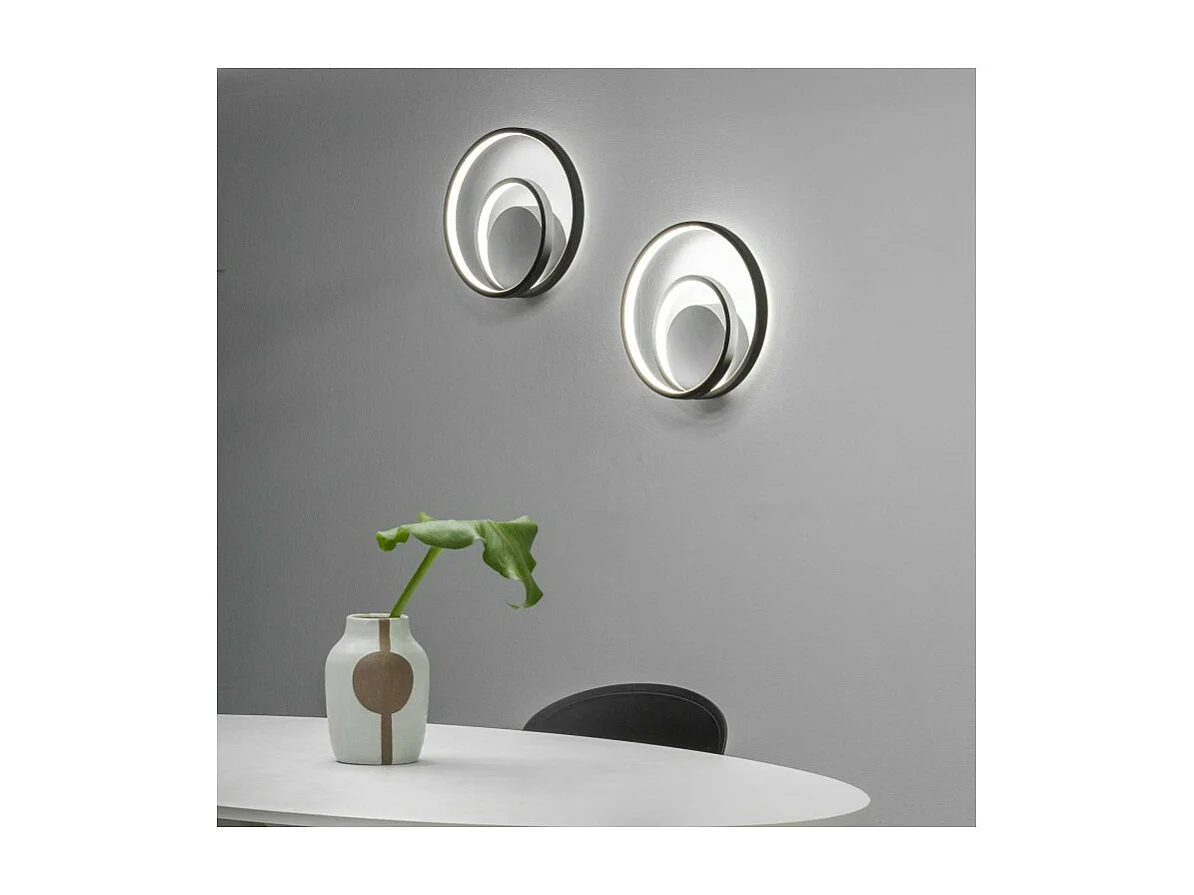 Ideal Lux OZ Dimmbare Swirl-integrierte LED-Wandleuchte Schwarz, 3000K