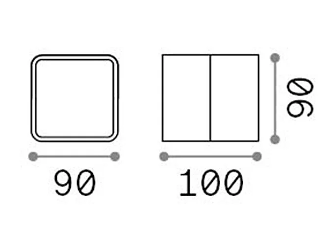Ideal Lux OMEGA Spot Simple Carré Anthracite IP54 4000K