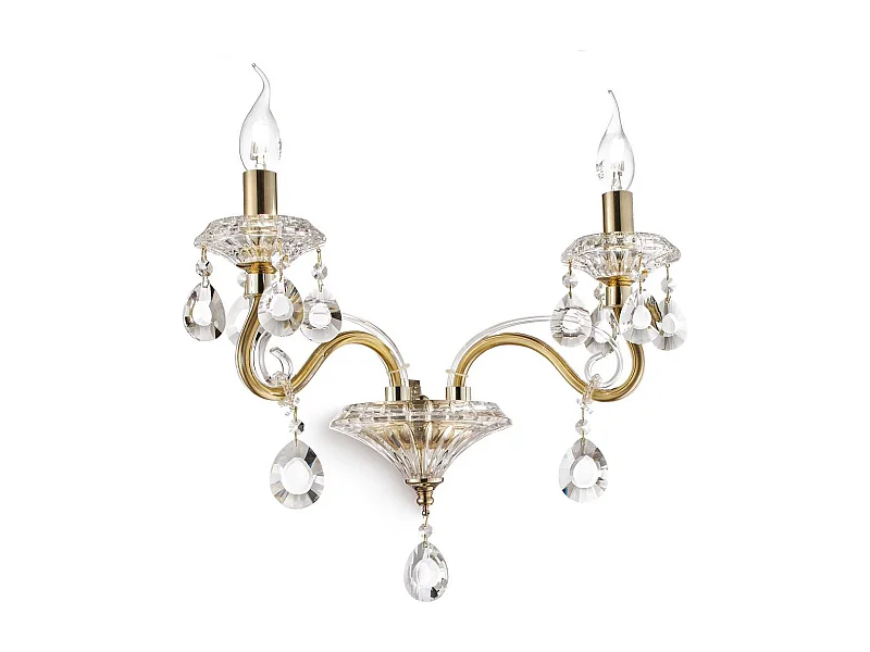 Ideal Lux Negresco - Aplique de pared con vela de 2 luces Dorado, E14