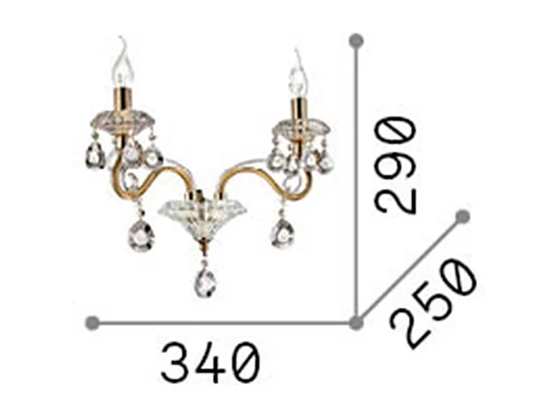 Ideal Lux Negresco - 2 Licht Innenkerze Wandleuchte Gold, E14