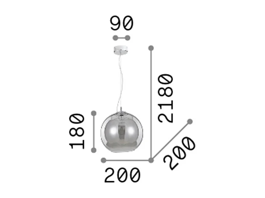 Ideal Lux Discovery Fade - Lámpara colgante de techo de globo grande con 1 luz, cromo, E27