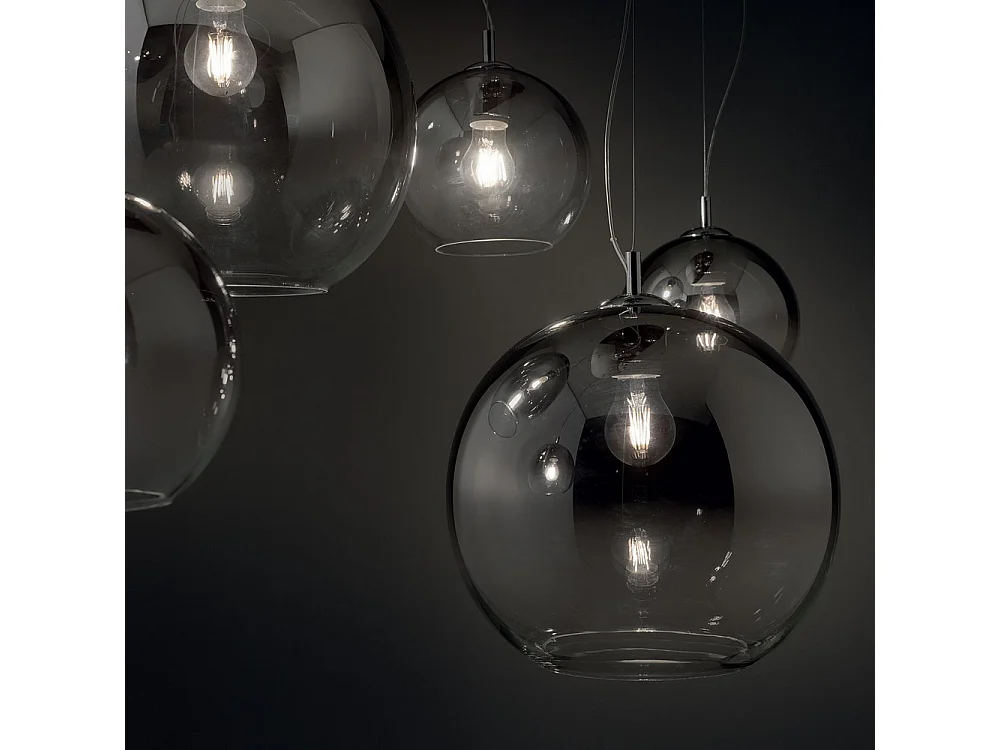 Ideal Lux Discovery Fade Grand luminaire suspendu à 1 ampoule globe chromé, E27