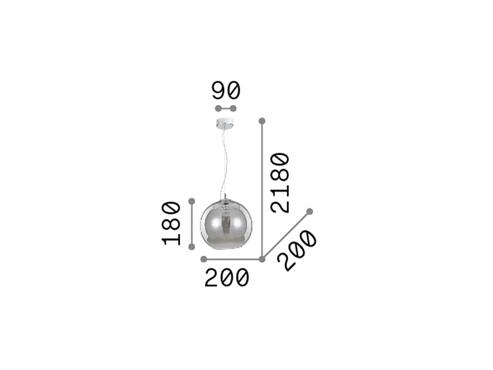 Ideal Lux Discovery Fade Grand luminaire suspendu à 1 ampoule globe chromé, E27