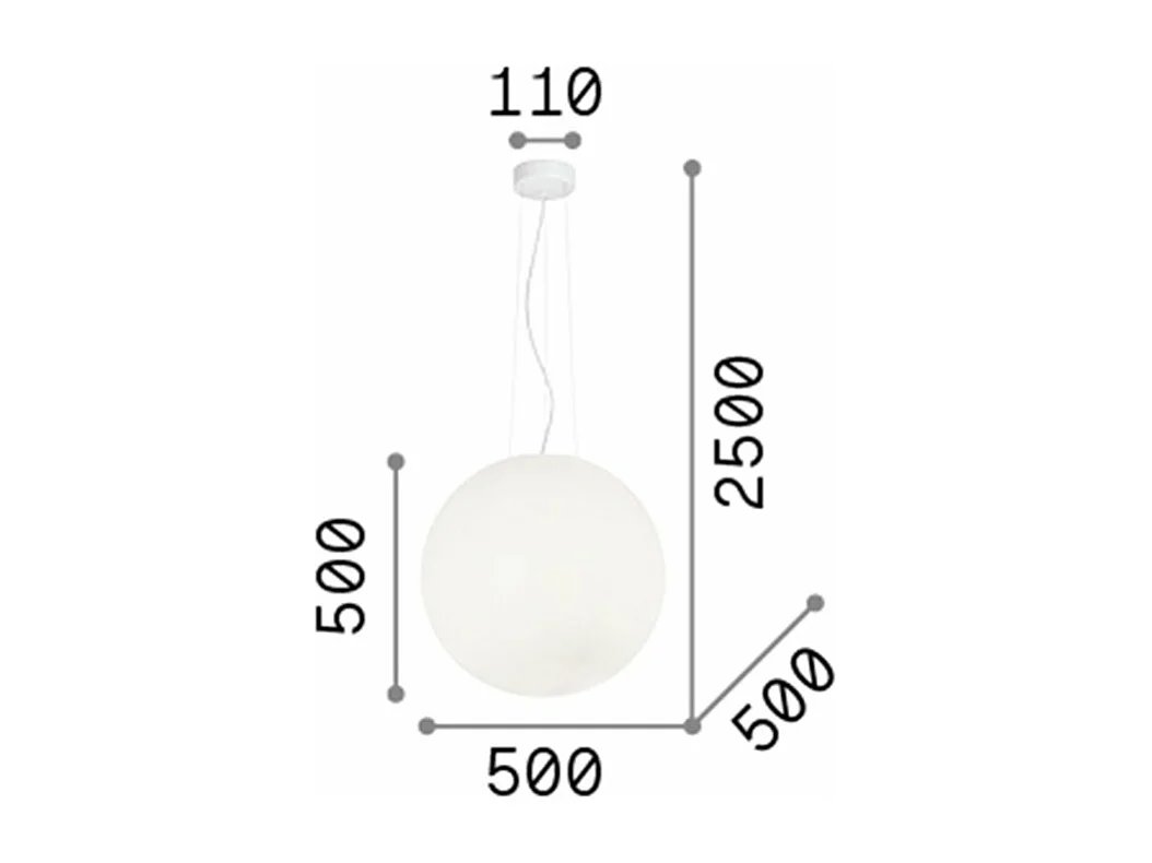 Ideal Lux Mapa Bianco Luminaire suspendu à 1 ampoule très grand globe blanc, E27