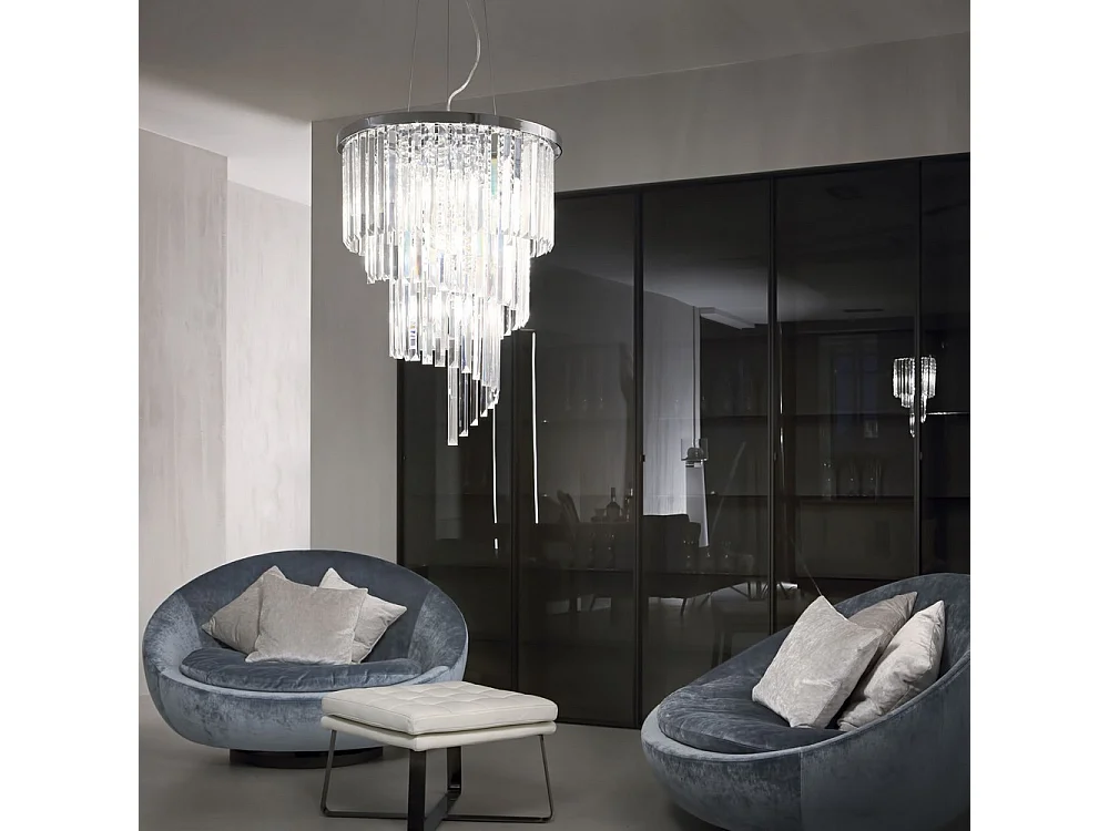 Ideal Lux Carlton - Lampadario a 12 luci cromato, attacco E14