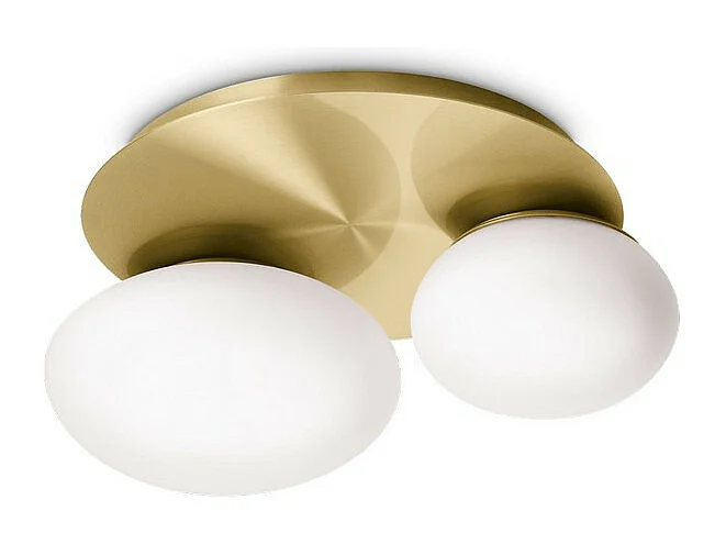 Ideal Lux NINFEA Plafonnier DecoratiGlass Rond à 2 Lumières Laiton