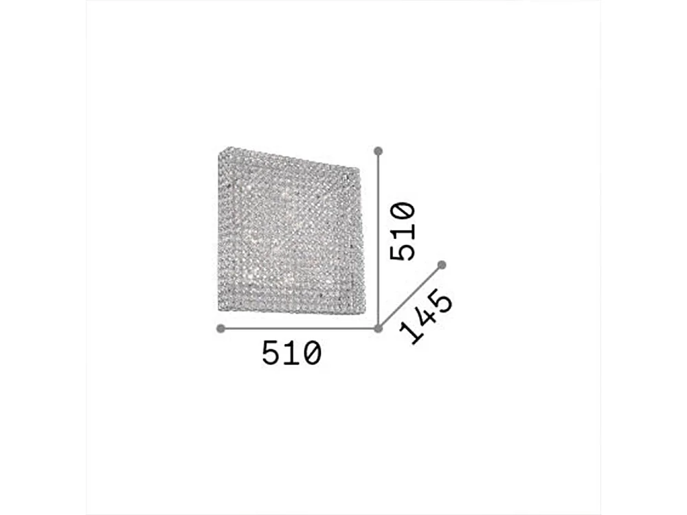Ideal Lux Admiral Grand plafonnier intérieur carré à 8 ampoules, chrome, G9