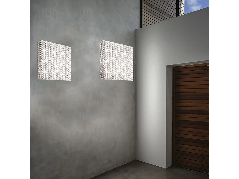 Ideal Lux Admiral Grand plafonnier intérieur carré à 8 ampoules, chrome, G9