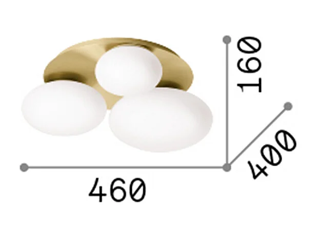 Ideal Lux NINFEA Plafonnier Rond DecoratiGlass 3 Lumières Blanc