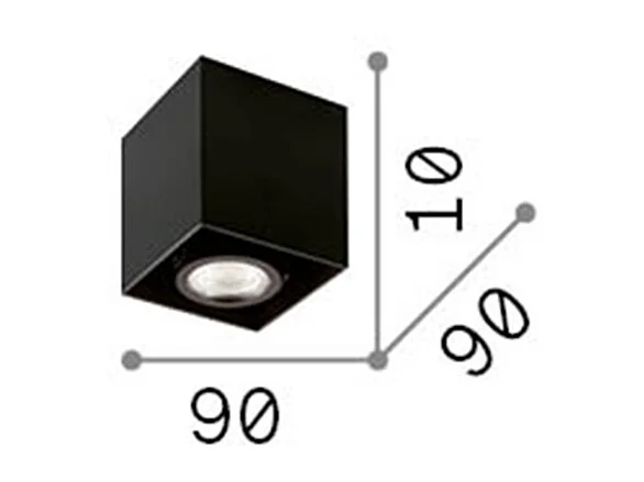 Ideal Lux Mood - Downlight cuadrado pequeño de 1 luz para montaje en superficie blanco, GU10