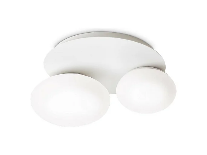 Ideal Lux NINFEA Plafonnier DecoratiGlass Rond à 2 Lumières Blanc