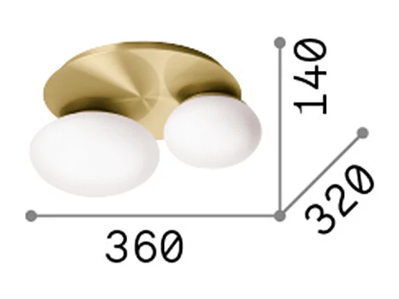 Ideal Lux NINFEA Plafonnier DecoratiGlass Rond à 2 Lumières Blanc