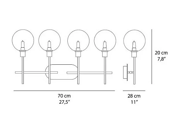 Ideal Lux Maracas Plafonnier à 4 ampoules en laiton antique