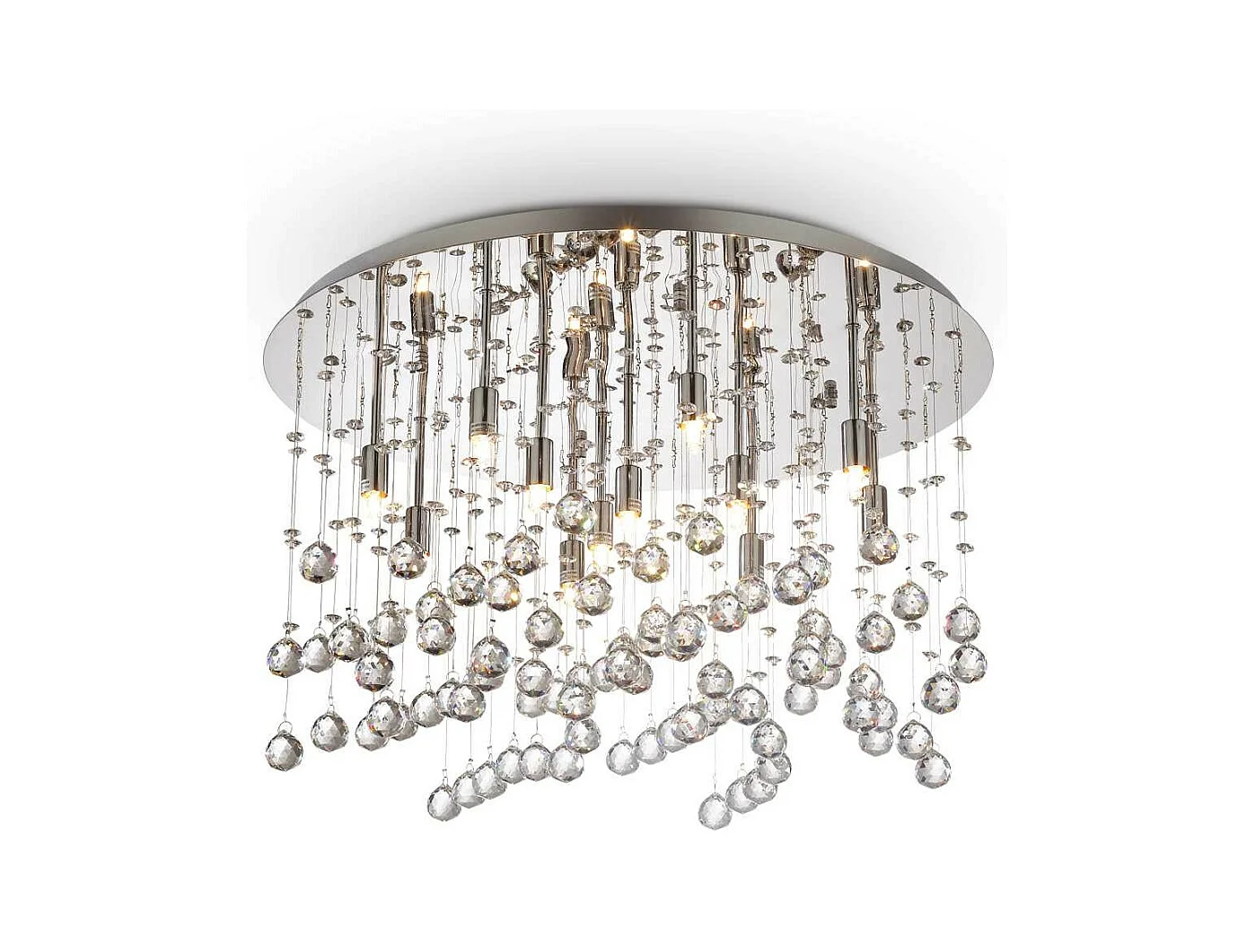 Ideal Lux Moonlight Grand plafonnier semi-affleurant à 12 ampoules, chrome, G9