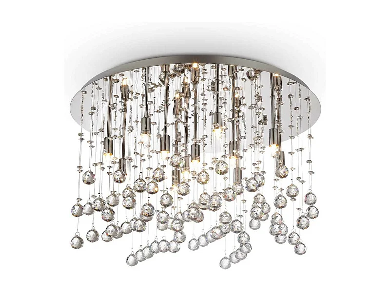 Ideal Lux Moonlight Grand plafonnier semi-affleurant à 12 ampoules, chrome, G9