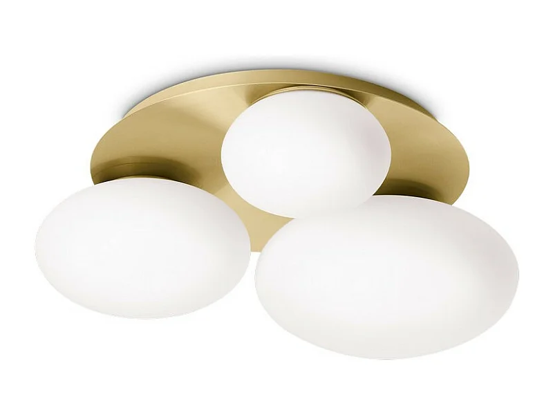 Ideal Lux NINFEA Plafonnier rond à 3 lumières DecoratiGlass Laiton