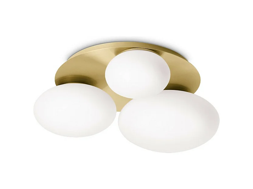 Ideal Lux NINFEA Plafonnier rond à 3 lumières DecoratiGlass Laiton