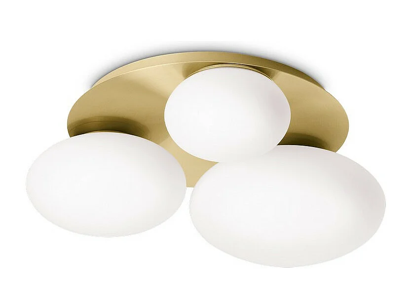 Ideal Lux NINFEA Plafonnier rond à 3 lumières DecoratiGlass Laiton