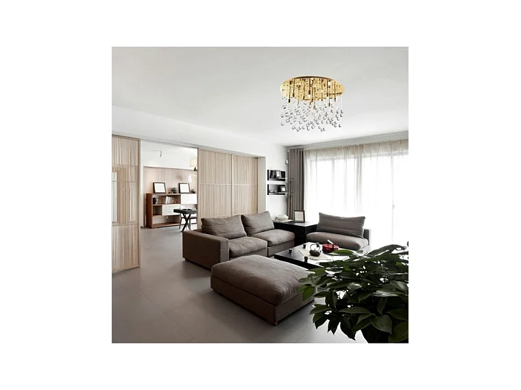 Ideal Lux Moonlight - Lámpara colgante de techo semi empotrada grande con 12 luces, oro, G9