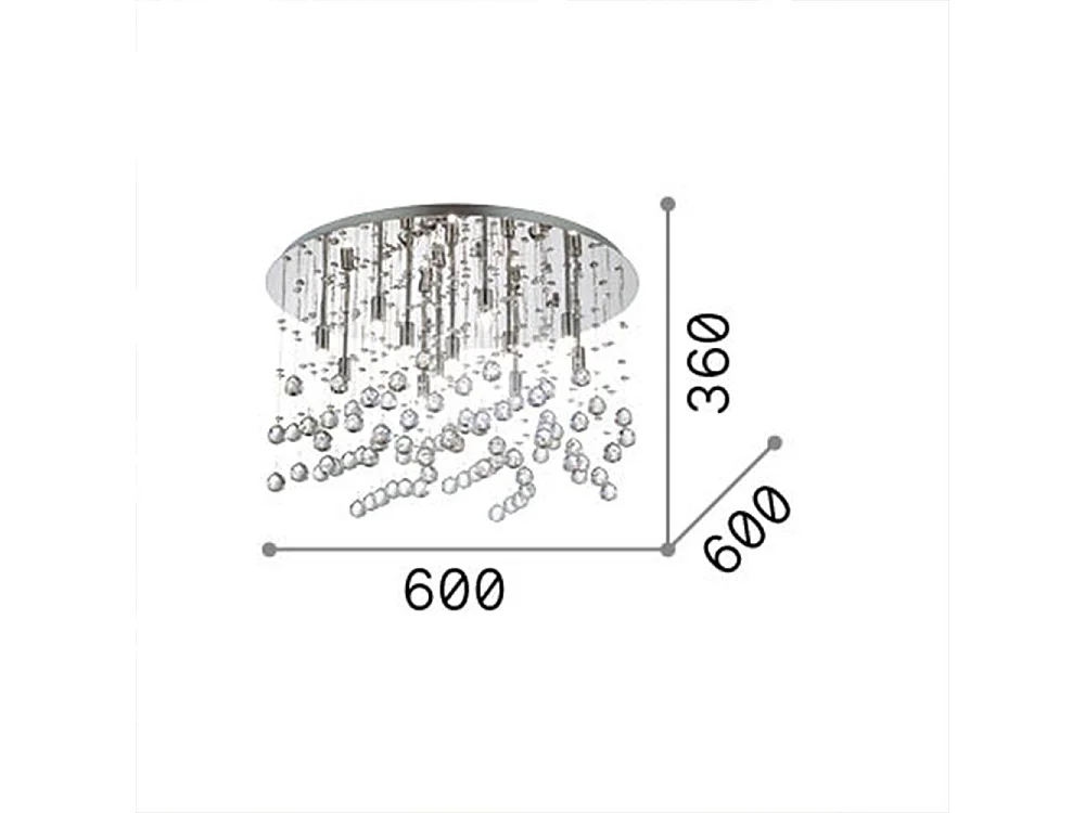 Ideal Lux Moonlight - Lámpara colgante de techo semi empotrada grande con 12 luces, oro, G9