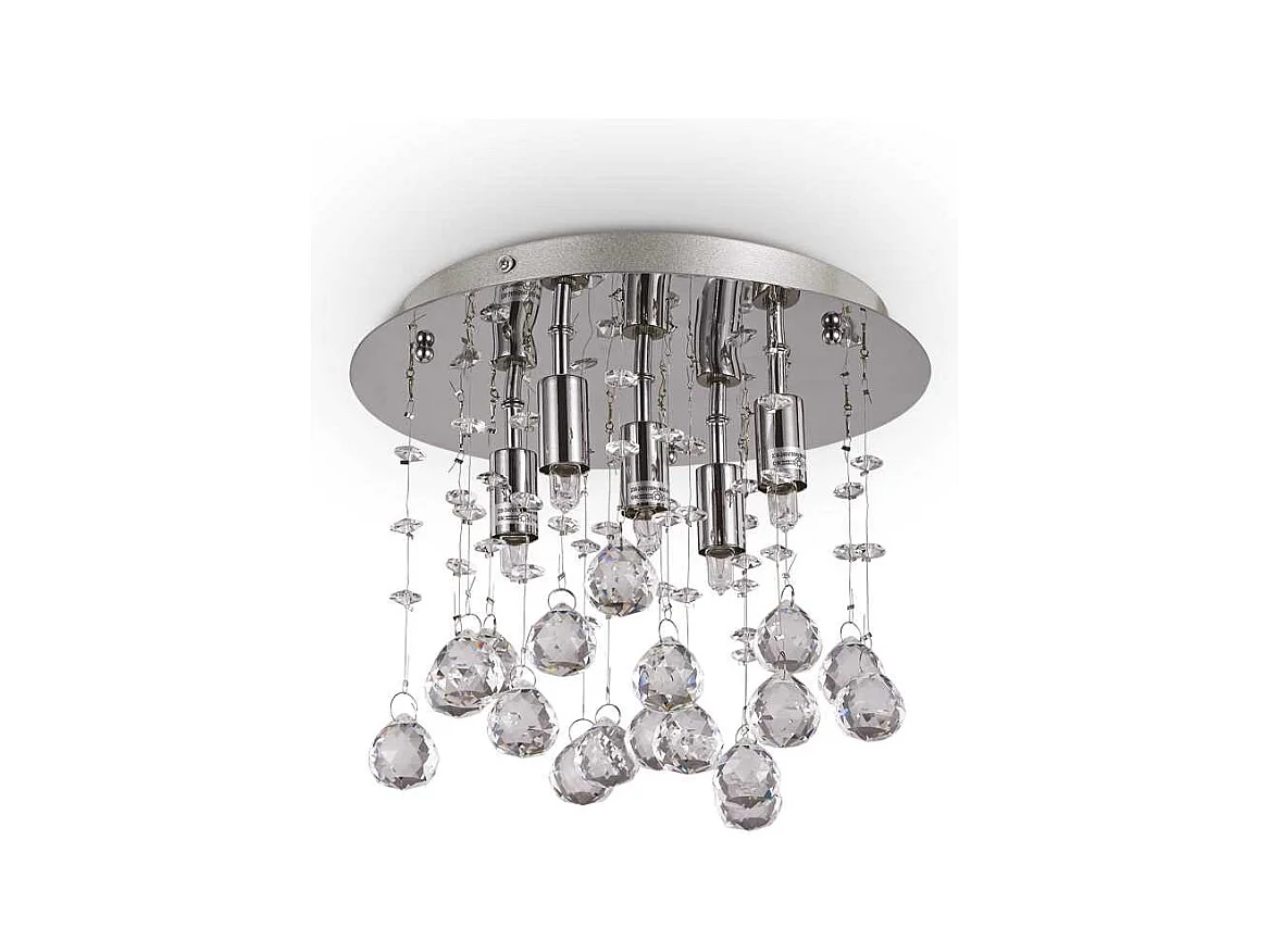 Ideal Lux Moonlight Petit plafonnier à 5 ampoules au fini chrome, G9