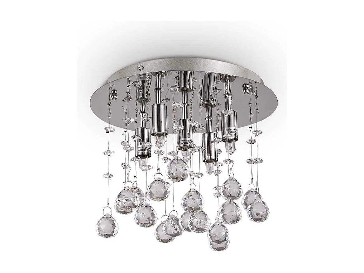 Ideal Lux Moonlight Petit plafonnier à 5 ampoules au fini chrome, G9