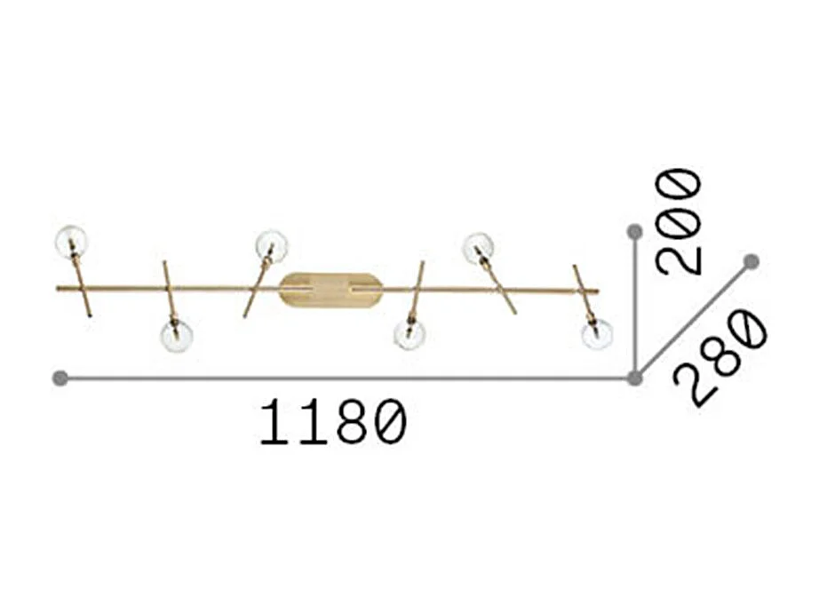 Ideal Lux Maracas Plafonnier à 6 ampoules en laiton antique