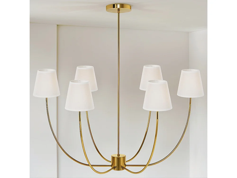 Lustre de Plafond Doré avec 6 Abat-jour - Arena Doré