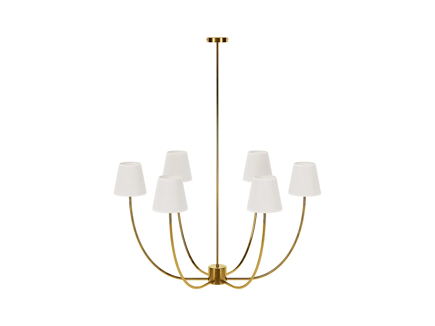Lustre de Plafond Doré avec 6 Abat-jour - Arena Doré