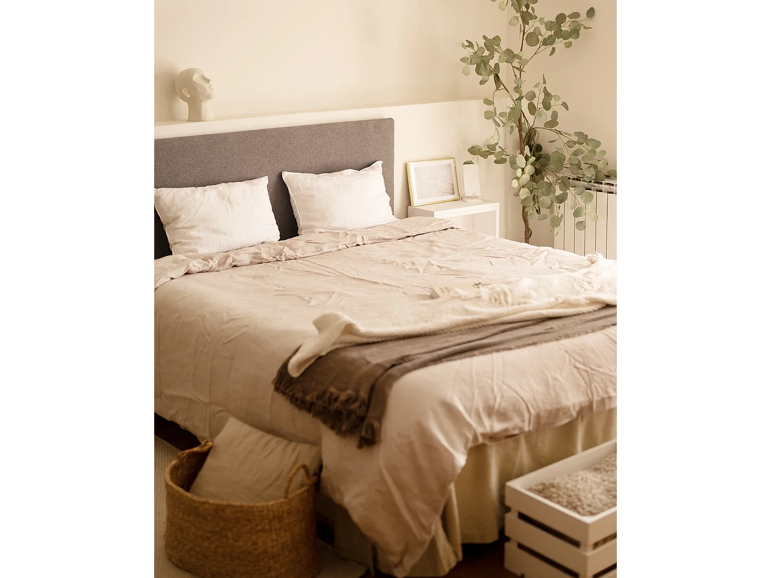 Cabecero tapizado de poliéster liso en color morado 200x60cm - HOOLA - DECOWOOD