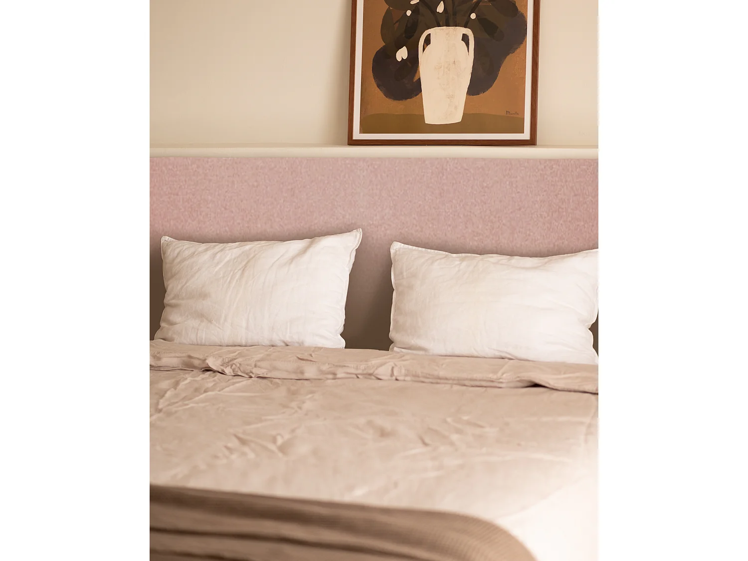 Cabecero tapizado de poliéster liso en color rosa 180x60cm - HOOLA - DECOWOOD