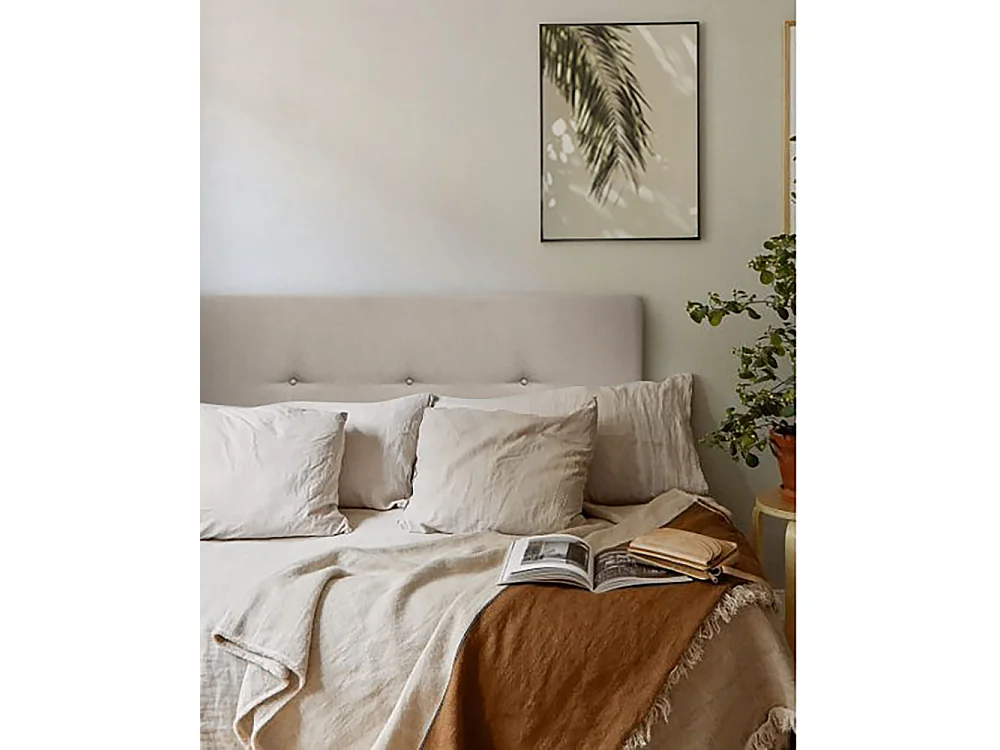 Tête de lit tapissée boutons cannelle 160x60cm - MIMUK - DECOWOOD