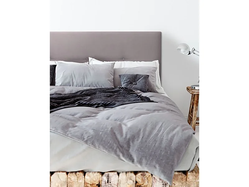 Cabecero tapizado de poliéster con botones en color gris 180x60cm - MIMUK - DECOWOOD