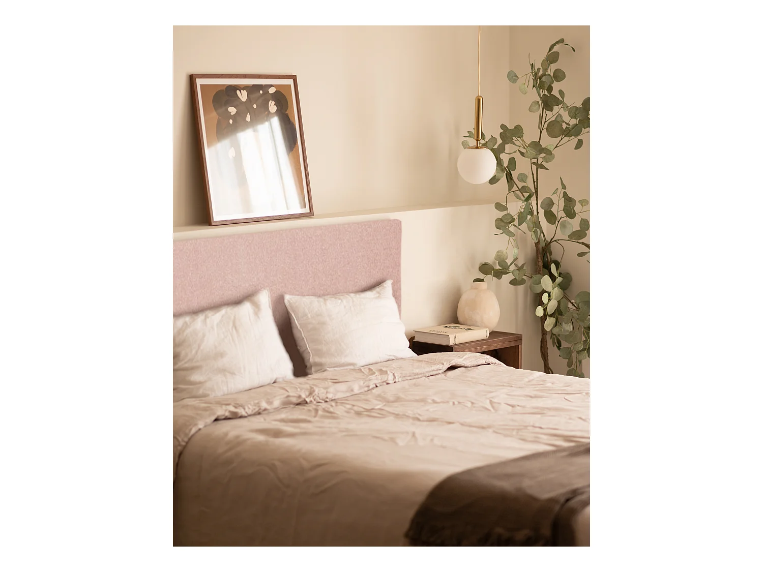 Testiera imbottita in poliestere liscio colore rosa 160x60cm - HOOLA - DECOWOOD